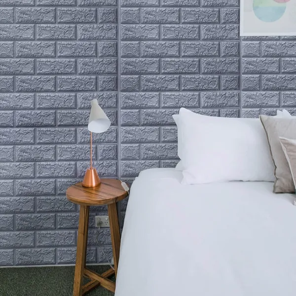 PACK_OF_2/5/10_-_Self-Adhesive_Waterproof_Foam_3D_Wall_Panels_Wallpaper_Sticker_For_Office,_Living_Room,_And_Home_Decoration_Wallpaper_For_Wall_(Grey_Brick)