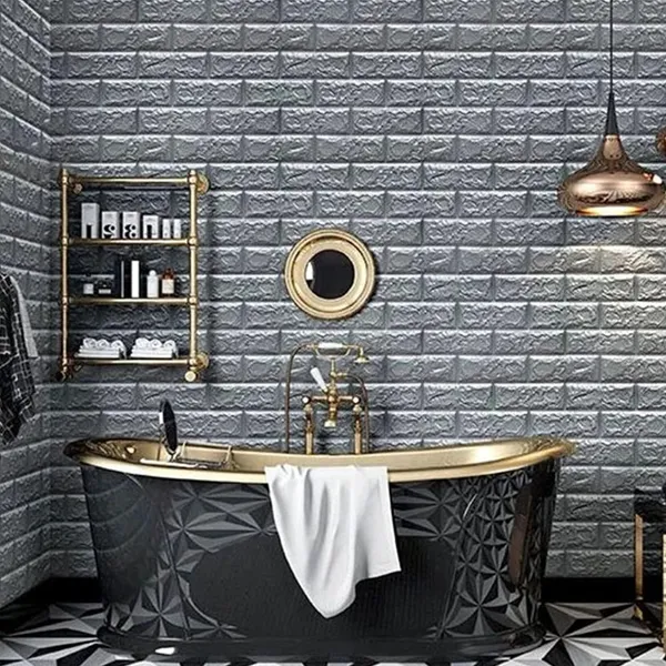 PACK_OF_2/5/10_-_Self-Adhesive_Waterproof_Foam_3D_Wall_Panels_Wallpaper_Sticker_For_Office,_Living_Room,_And_Home_Decoration_Wallpaper_For_Wall_(Grey_Brick)