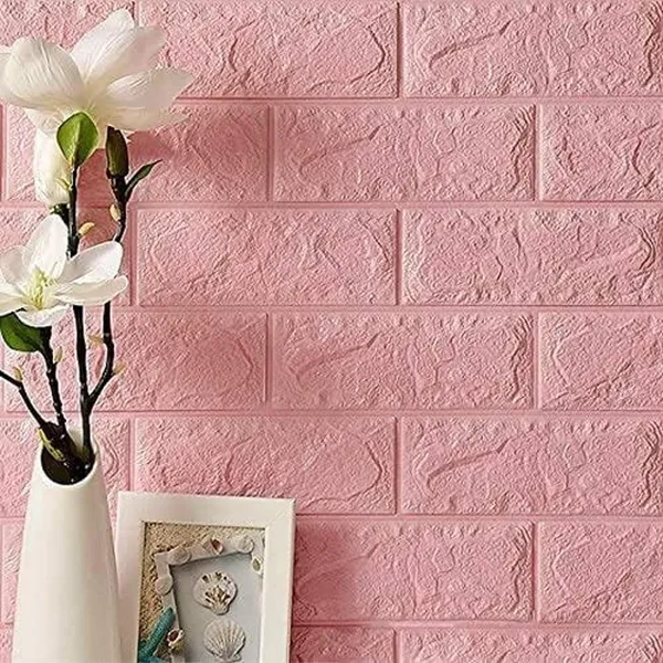 PACK_OF_2/5/10_-_Self-Adhesive_Waterproof_Pe_Foam_3D_Wall_Panels_Wallpaper_Sticker_For_Office,_Living_Room,_And_Home_Decoration_Wallpaper_For_Wall_(Pink_Brick)