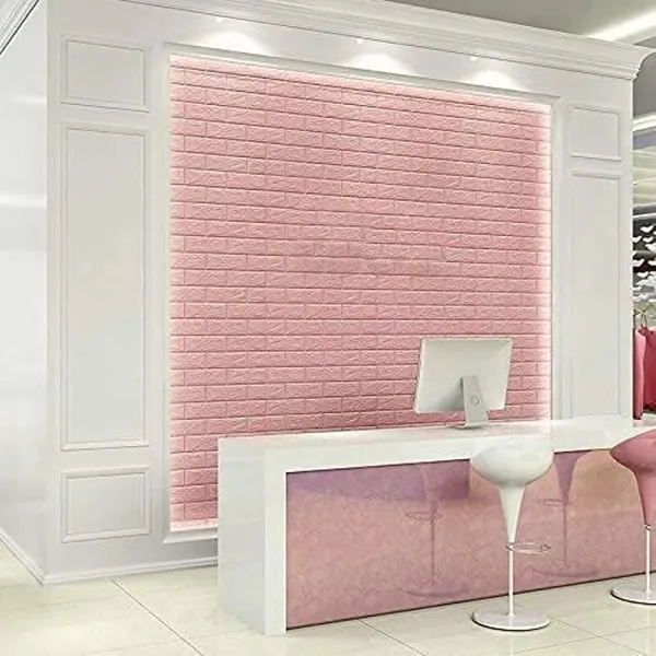 PACK_OF_2/5/10_-_Self-Adhesive_Waterproof_Pe_Foam_3D_Wall_Panels_Wallpaper_Sticker_For_Office,_Living_Room,_And_Home_Decoration_Wallpaper_For_Wall_(Pink_Brick)