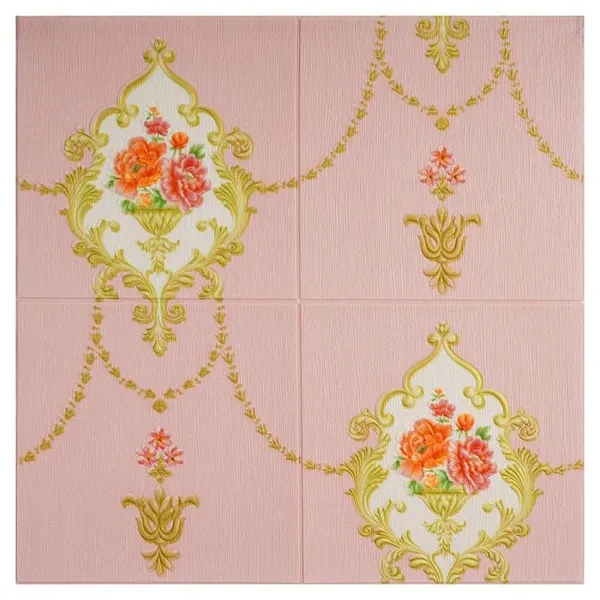 PACK_OF_2/5/10_-_Self-Adhesive_Waterproof_Pe_Foam_3D_Wall_Panels_Wallpaper_Sticker_For_Office,_Living_Room,_And_Home_Decoration_Wallpaper_For_Wall_(Pink_Royal)