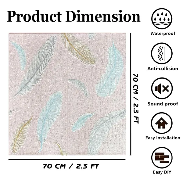PACK_OF_2/5/10_-_Self-Adhesive_Waterproof_Pe_Foam_3D_Wall_Panels_Wallpaper_Sticker_For_Office,_Living_Room,_And_Home_Decoration_Wallpaper_For_Wall_(Pink_Wing)
