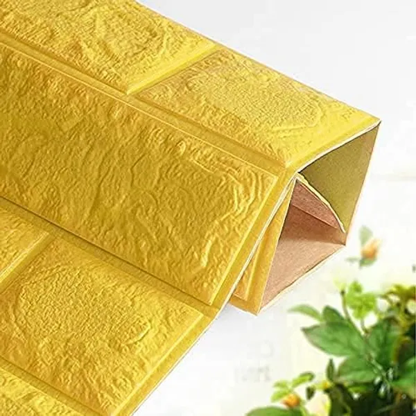 PACK_OF_2/5/10_-_Self-Adhesive_Waterproof_Pe_Foam_3D_Wall_Panels_Wallpaper_Sticker_For_Office,_Living_Room,_And_Home_Decoration_Wallpaper_For_Wall_(Yellow_Brick)