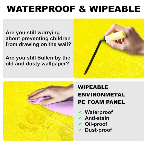 PACK_OF_2/5/10_-_Self-Adhesive_Waterproof_Pe_Foam_3D_Wall_Panels_Wallpaper_Sticker_For_Office,_Living_Room,_And_Home_Decoration_Wallpaper_For_Wall_(Yellow_Brick)