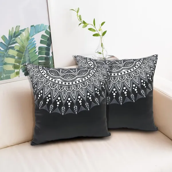 Black_Set_Of_2_Mandala_Print_Cushion_Cover_Decorative_Square_Covers_|_For_Sofa_Couch_Pillow_And_Living_Room_Ethnic_Soft_And_Durable_|_For_Home_Festival_And_Bedroom_Decor_|_16_X_16_Inch