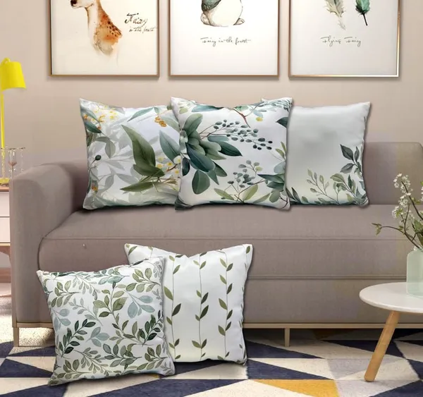 White_Set_Of_5_Decorative_Cushion_Cover_Decorative_Square_Covers_|_For_Sofa_Couch_Pillow_And_Living_Room_Ethnic_Soft_And_Durable_|_For_Home_Festival_And_Bedroom_Decor_|_16_X_16_Inch