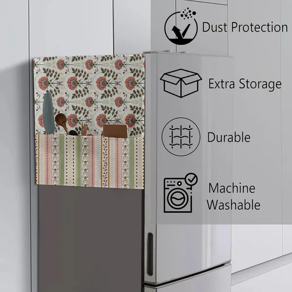 Cream_Refrigerator_Top_Cover,_Heavy_Polyester_Fabric,_Traditional_Design_Traditional_Colour_|_46_X_22_Inch