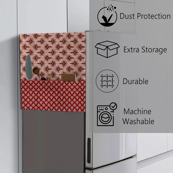 Red_Decorative_And_Durable_Refrigerator_Top_Cover_Polyester_Fabric_Block_Print_Pattern_Block_Colour_Size_46_X_22_Inch