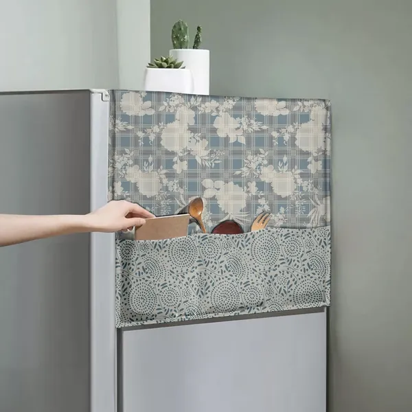 Grey_Polyester_Textured_Refrigerator_Cover_Easy_To_Maintain_And_Stylish_Floral_Colour_Size_46_X_22_Inch