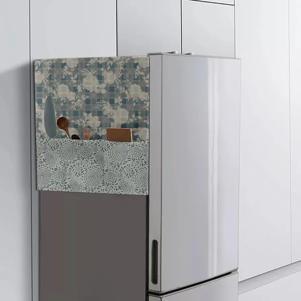 Grey_Polyester_Textured_Refrigerator_Cover_Easy_To_Maintain_And_Stylish_Floral_Colour_Size_46_X_22_Inch