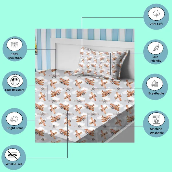 Grey_Kids_Bedsheet_With_1_Pillow_Cover_For_Single_Bed_Cute_And_Fun_Print_Sheets_For_Boys_And_Girls,_Ideal_For_Children?_Room,_Perfect_For_Kids_Room_Size_5'_X_7.5_(Airplane)