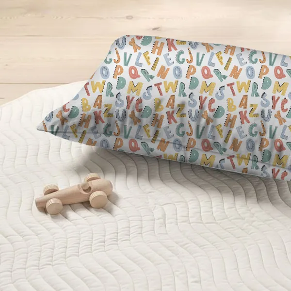 White_Kids_Bedsheet_With_1_Pillow_Cover_For_Single_Bed_Cute_And_Fun_Print_Sheets_For_Boys_And_Girls,_Ideal_For_Children?_Room,_Perfect_For_Kids_Room_Size_5'_X_7.5_(Alphabet)