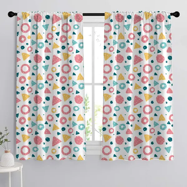 White_Kids_Room_Curtain_With_Tieback_Kid_Curtains_Printed_For_Boys_And_Girls_Room,_Bedroom_Decor,_Window_Drapes_With_Rod_Pocket_Cute_Designs_For_Baby_Room_|_Set_Of_2_(5_Ft,_Shapes)