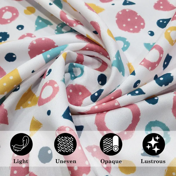 White_Kids_Room_Curtain_With_Tieback_Kid_Curtains_Printed_For_Boys_And_Girls_Room,_Bedroom_Decor,_Window_Drapes_With_Rod_Pocket_Cute_Designs_For_Baby_Room_|_Set_Of_2_(5_Ft,_Shapes)