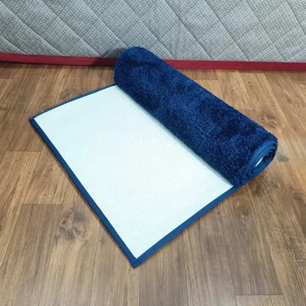Blue_100%_Micro_Fiber_Bedside_Runner_Blend_Carpet_Rug_Anti_Skid_Backing_For_Home/Kitchen/Living_Area/Office_Entrance_(24"X60")