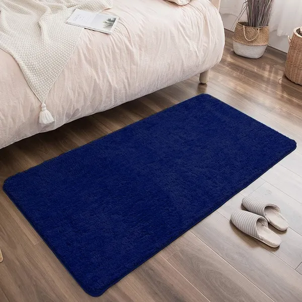 Blue_100%_Micro_Fiber_Bedside_Runner_Blend_Carpet_Rug_Anti_Skid_Backing_For_Home/Kitchen/Living_Area/Office_Entrance_(24"X60")