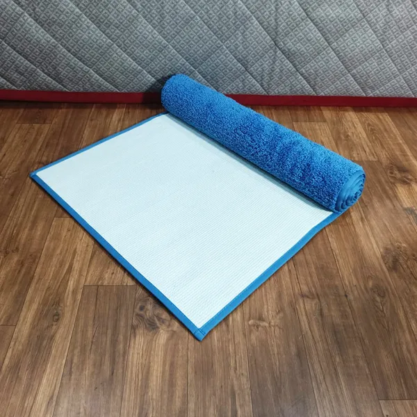 Light_Blue_100%_Micro_Fiber_Bedside_Runner_Blend_Carpet_Rug_Anti_Skid_Backing_For_Home/Kitchen/Living_Area/Office_Entrance_(24"X60")