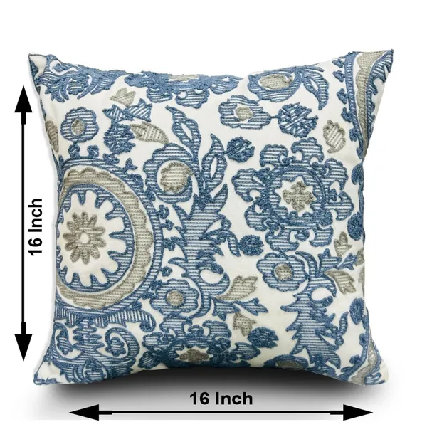 Blue_Set_Of_2_Embroidered_Cushion_Covers_Blue_Accents_Pattern_320_Tc_Polycotton_Square_Pillowcases_Set_|_16_X_16_Inch