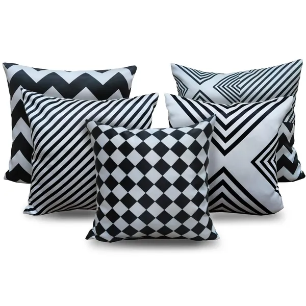 Black_And_White_Set_Of_5_Decorative_Cushion_Cover_Decorative_Square_Covers_|_For_Sofa_Couch_Pillow_And_Living_Room_Ethnic_Soft_And_Durable_|_For_Home_Festival_And_Bedroom_Decor_|_16_X_16_Inch