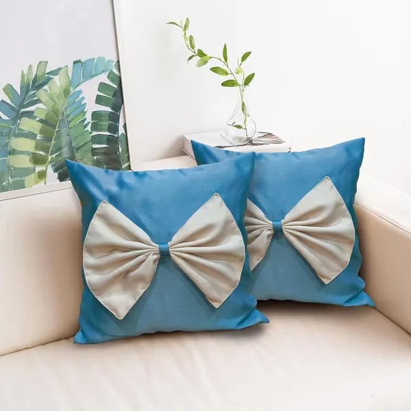 Blue_Set_Of_2_Decorative_Cushion_Cover_Square_Covers_|_For_Sofa_Couch_Pillow_And_Living_Room_Ethnic_Soft_And_Durable_|_For_Home_Festival_And_Bedroom_Decor_(Blue_Polka_Bow)_|_16_X_16_Inch