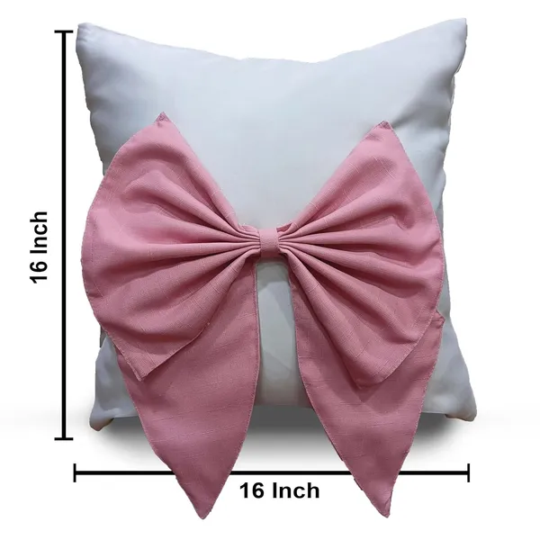 White_And_Pink_Set_Of_2_Bow_Cushion_Cover_Decorative_Sofa_Cushion_Covers_With_Invisible_Zipper_And_Textured_Bow_Sofa_Pillow_Cover_|_16_X_16_Inch