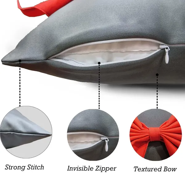 Grey_And_Red_Set_Of_2_Grey_And_Red_Bow_Cushion_Cover_Decorative_Sofa_Cushion_Covers_With_Invisible_Zipper_And_Textured_Bow_Sofa_Pillow_Cover_|_16_X_16_Inch