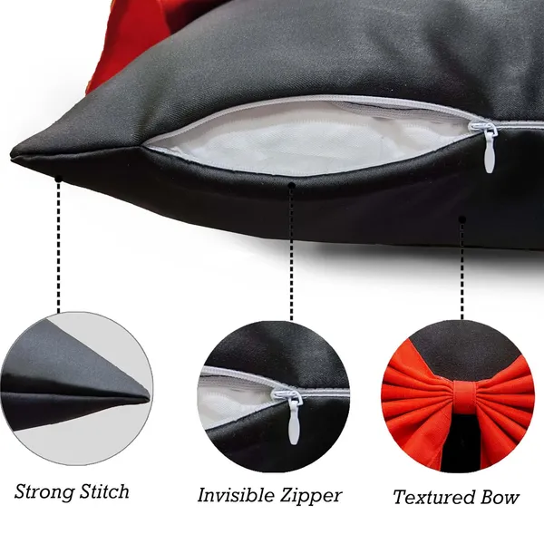 Black_And_Red_Set_Of_2_Bow_Cushion_Cover_Decorative_Sofa_Cushion_Covers_With_Invisible_Zipper_And_Textured_Bow_Sofa_Pillow_Cover_|_16_X_16_Inch