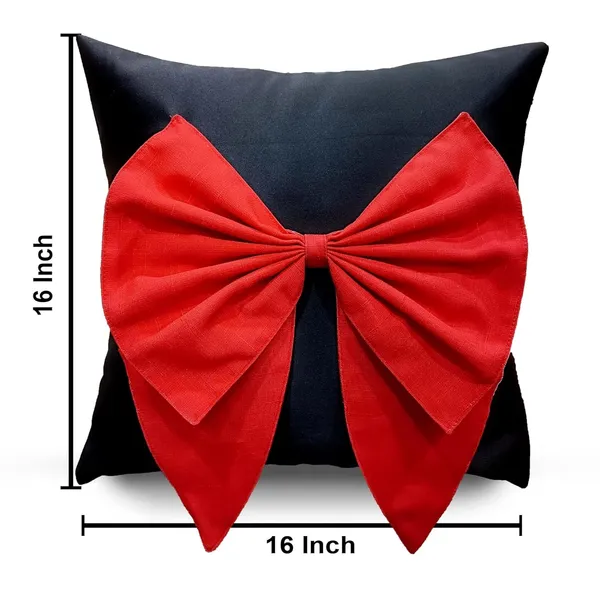 Black_And_Red_Set_Of_2_Bow_Cushion_Cover_Decorative_Sofa_Cushion_Covers_With_Invisible_Zipper_And_Textured_Bow_Sofa_Pillow_Cover_|_16_X_16_Inch