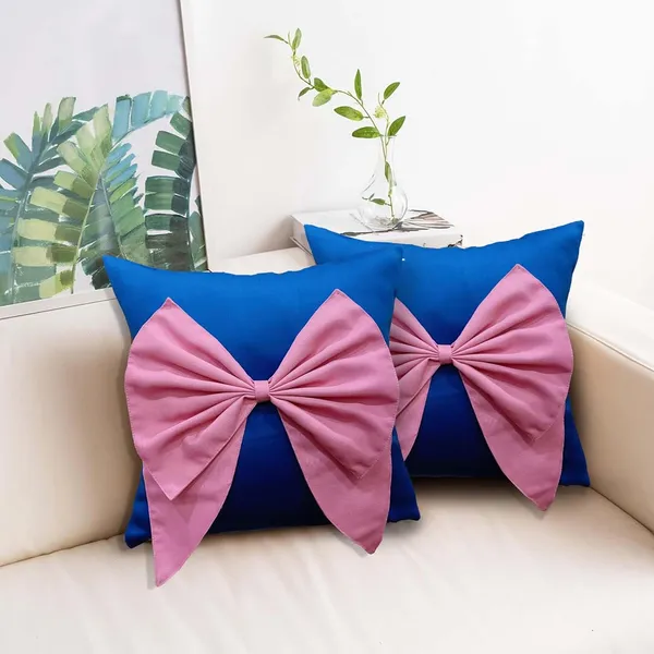 Blue_And_Pink_Set_Of_2_Bow_Cushion_Cover_Decorative_Sofa_Cushion_Covers_With_Invisible_Zipper_And_Textured_Bow_Sofa_Pillow_Cover_|_16_X_16_Inch