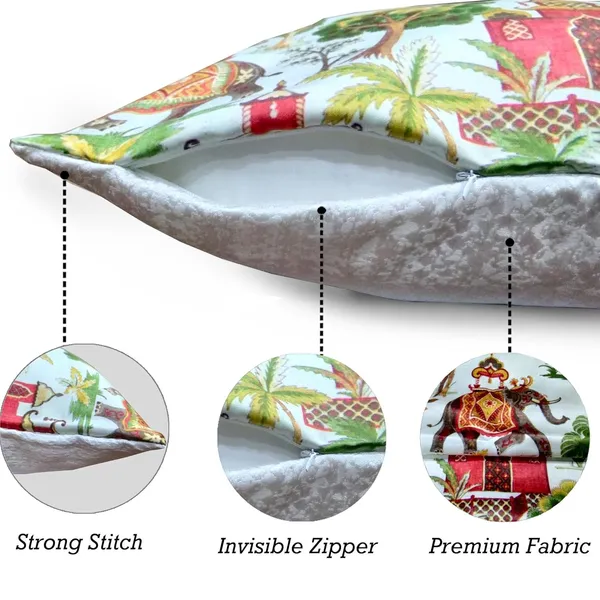 Multicolor_Set_Of_2_Indian_Cultural_Print_Cushion_Covers_White_Village_Print_220_Tc_Polyester_Square_Pillowcases_Set_|_16_X_16_Inch