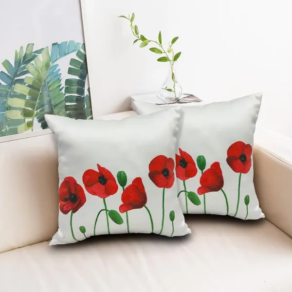 White_And_Red_Set_Of_2_Floral_Print_Cushion_Cover_Soft_Decorative_Square_Cushion_Cover_|_For_Sofa,_Couch_And_Bed_Aesthetic_Ethnic_Multicolor_Embellished_Festival_Home_Decor_|_16_X_16_Inch