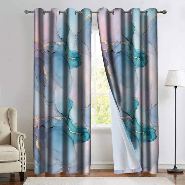 Aqua_Set_Of_2_Marble_Print_Window_And_Door_Curtains_With_Tieback_And_Eyelets_For_Living_Room_And_Bedroom_Elegant_Door_And_Window_Curtain_Parda_For_Home_Decor