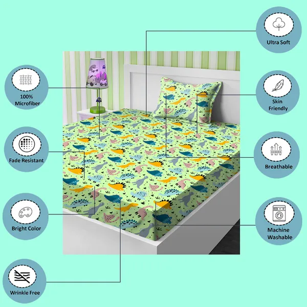 Green_Kids_Bedsheet_With_1_Pillow_Cover_For_Single_Bed_Cute_And_Fun_Print_Sheets_For_Boys_And_Girls,_Ideal_For_Children?_Room,_Perfect_For_Kids_Room_Size_5'_X_7.5_(Dinosaur))