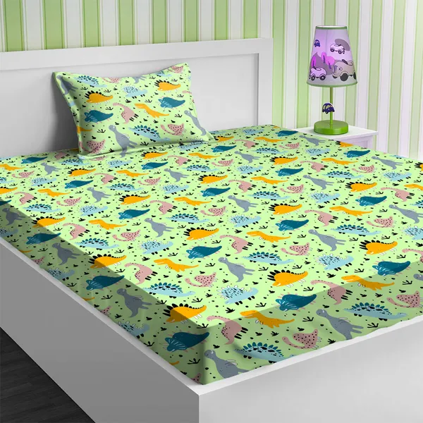 Green_Kids_Bedsheet_With_1_Pillow_Cover_For_Single_Bed_Cute_And_Fun_Print_Sheets_For_Boys_And_Girls,_Ideal_For_Children?_Room,_Perfect_For_Kids_Room_Size_5'_X_7.5_(Dinosaur))