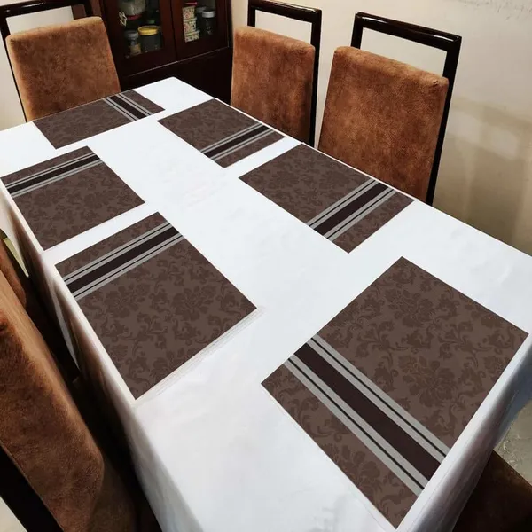 Damask_Brown_Dining_Table_Mats_Set_Of_6_Washable_Dining_Table_Mats_For_6_Seater_Placemats_Elegant_Dining_Mats_For_Home,_Kitchen_And_Coffee_Tables_13_X_18_Inch