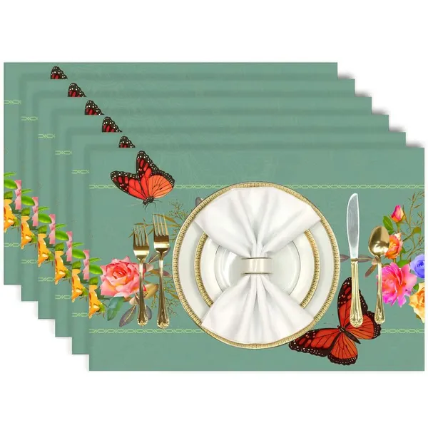 Floral_Green_Dining_Table_Mats_Set_Of_6_Washable_Dining_Table_Mats_For_6_Seater_Placemats_Elegant_Dining_Mats_For_Home,_Kitchen_And_Coffee_Tables_13_X_18_Inch