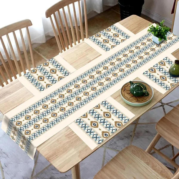 Cream_Set_Of_4_Dining_Table_Mats_With_1_Runner_Washable_Table_Runner_And_Mats_Elegant_Table_Mats_For_Dining_Table_Decorative_Center_Runner_And_Mats_For_4_Seater_Table_Decor_|_13X60_Inch