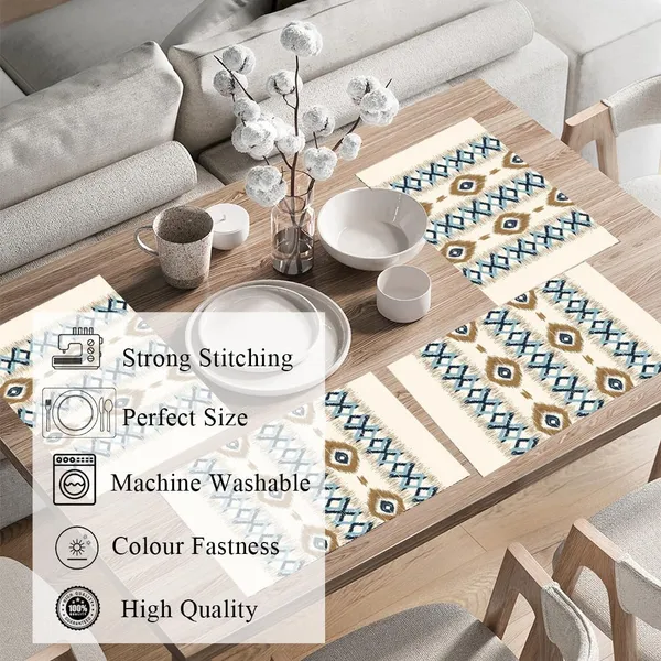 Cream_Set_Of_4_Dining_Table_Mats_With_1_Runner_Washable_Table_Runner_And_Mats_Elegant_Table_Mats_For_Dining_Table_Decorative_Center_Runner_And_Mats_For_4_Seater_Table_Decor_|_13X60_Inch