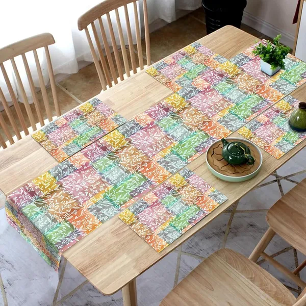 Multicolor_Dining_Table_Mats_Set_Of_4_With_1_Runner_Washable_Table_Runner_And_Mats_Elegant_Table_Mats_For_Dining_Table_Decorative_Center_Runner_And_Mats_For_4_Seater_Table_Decor_13X60_Inch