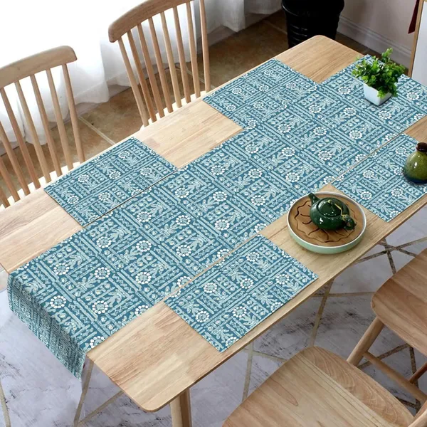 Sky_Blue_Dining_Table_Mats_Set_Of_4_With_1_Runner_Washable_Table_Runner_And_Mats_Elegant_Table_Mats_For_Dining_Table_Decorative_Center_Runner_And_Mats_For_4_Seater_Table_Decor_13X60_Inch