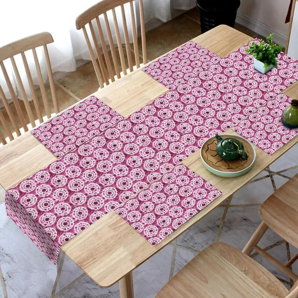 Pink_Dining_Table_Mats_Set_Of_4_With_1_Runner_Washable_Table_Runner_And_Mats_Elegant_Table_Mats_For_Dining_Table_Decorative_Center_Runner_And_Mats_For_4_Seater_Table_Decor_13X60_Inch