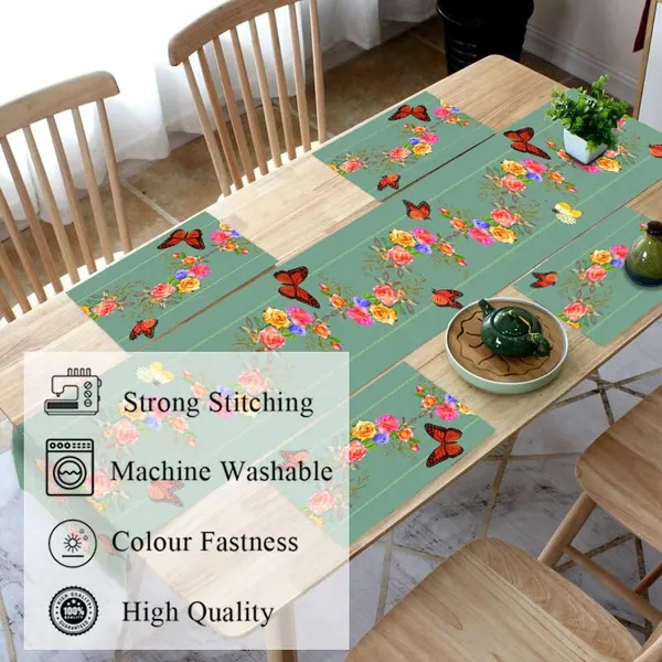 Floral_Green_Dining_Table_Mats_Set_Of_4_With_1_Runner_Washable_Table_Runner_And_Mats_Elegant_Table_Mats_For_Dining_Table_Decorative_Center_Runner_And_Mats_For_4_Seater_Table_Decor_13X60_Inch