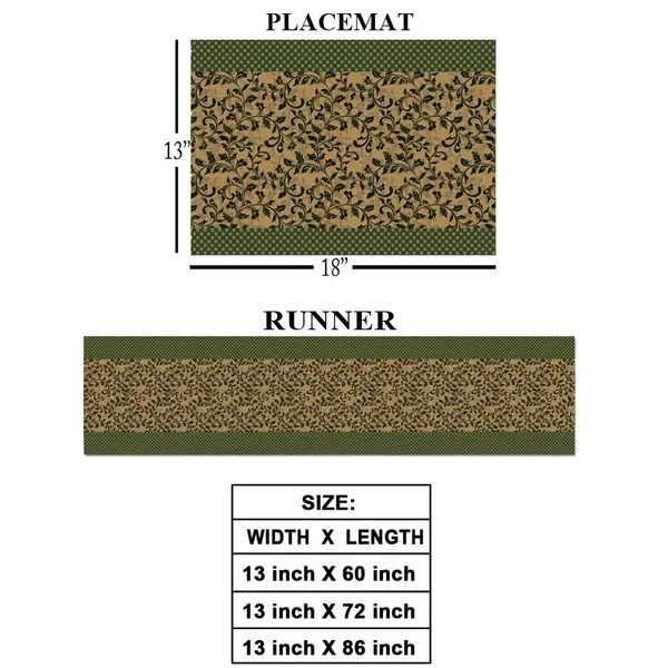 Green_Leaves_Dining_Table_Mats_Set_Of_4_With_1_Runner_Washable_Table_Runner_And_Mats_Elegant_Table_Mats_For_Dining_Table_Decorative_Center_Runner_And_Mats_For_4_Seater_Table_Decor_13X60_Inch