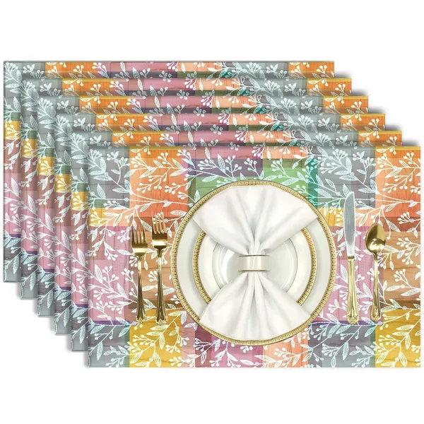 Multicolor_Dining_Table_Mats_Set_Of_6_Washable_Dining_Table_Mats_For_6_Seater_Placemats_Elegant_Dining_Mats_For_Home,_Kitchen_And_Coffee_Tables_13_X_18_Inch