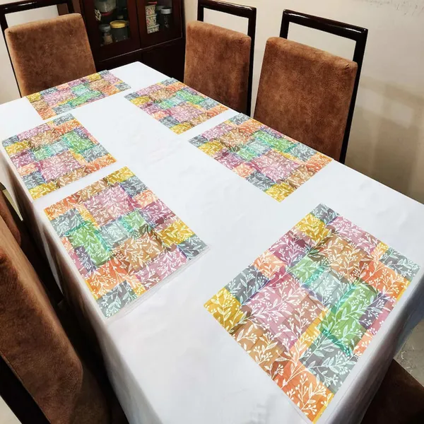 Multicolor_Dining_Table_Mats_Set_Of_6_Washable_Dining_Table_Mats_For_6_Seater_Placemats_Elegant_Dining_Mats_For_Home,_Kitchen_And_Coffee_Tables_13_X_18_Inch