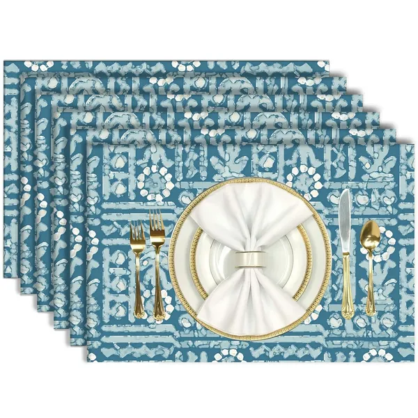 Blue_Set_Of_6_Dining_Table_Mats_Washable_Dining_Table_Mats_For_6_Seater_Placemats_Elegant_Dining_Mats_For_Home,_Kitchen_And_Coffee_Tables_|_13_X_18_Inch