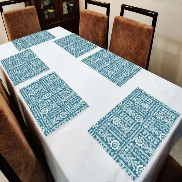 Blue_Set_Of_6_Dining_Table_Mats_Washable_Dining_Table_Mats_For_6_Seater_Placemats_Elegant_Dining_Mats_For_Home,_Kitchen_And_Coffee_Tables_|_13_X_18_Inch