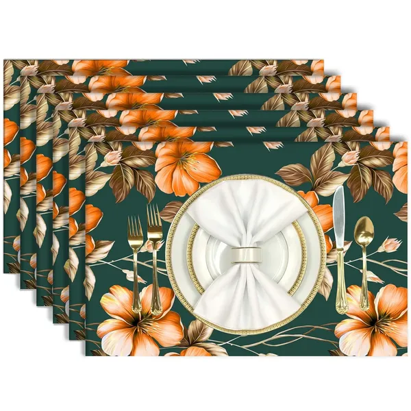 Multicolor_Green_Dining_Table_Mats_Set_Of_6_Washable_Dining_Table_Mats_For_6_Seater_Placemats_Elegant_Dining_Mats_For_Home,_Kitchen_And_Coffee_Tables_13_X_18_Inch