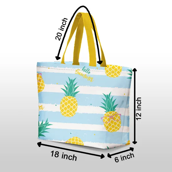 Blue_Poly_Canvas_Fruit_Digital_Print_Beach_Bag_With_Inner_Zip_Pocket,Multi_Purpose_Use,_Re-Usable_,Stylish_And_Spacious_||20"X12"X6"+_Handle-20"
