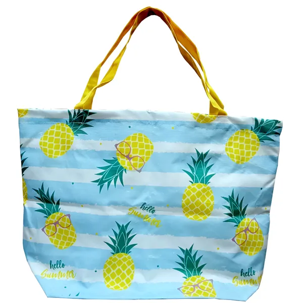 Blue_Poly_Canvas_Fruit_Digital_Print_Beach_Bag_With_Inner_Zip_Pocket,Multi_Purpose_Use,_Re-Usable_,Stylish_And_Spacious_||20"X12"X6"+_Handle-20"